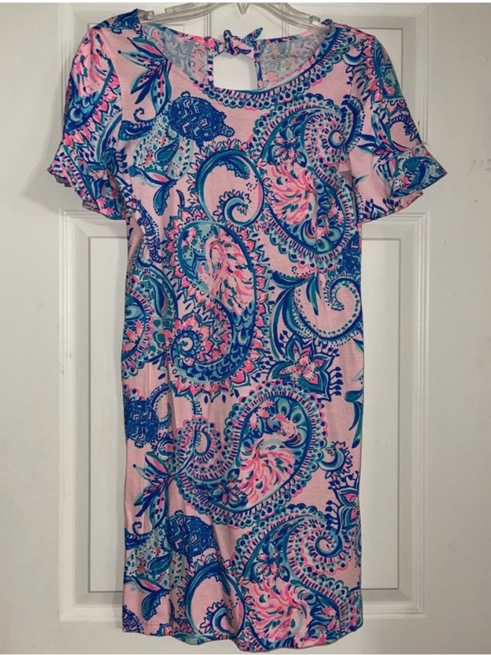 Lilly Pulitzer Pink Dress with Blue & Teal Paisley